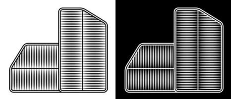 set med luftfilter för bilinredning. luftkonditionering i bilen. underhåll i serviceverkstad. vektor