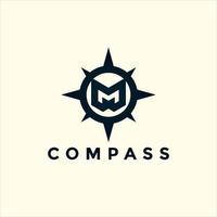 modern bokstav m kompass logotyp illustration design vektor