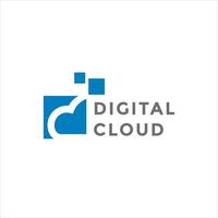 modernes digitales Cloud-Logo-Illustrationsdesign vektor