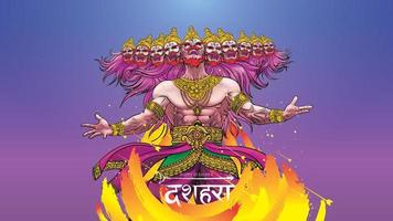 kreative vektorillustration von lord rama, der ravana beim glücklichen dussehra navratri poster festival von indien tötet. übersetzung dussehra vektor