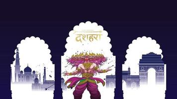 kreative vektorillustration von lord rama, der ravana beim glücklichen dussehra navratri poster festival von indien tötet. übersetzung dussehra vektor