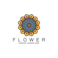 Blumenlogodesign, Mandala-Kunstvektor, für Firmenmarke, Banneraufkleber oder Produkt vektor