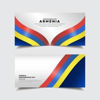 sammlung des designbanners zum unabhängigkeitstag armeniens. armenischer unabhängigkeitstag mit gewelltem flaggenvektor. vektor
