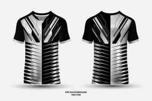 elegant svart och vit design jersey t-shirt sport lämpliga för racing, fotboll, e-sporter. vektor