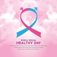 världens sexuella hälsa dag design bakgrund med moln och band vektor