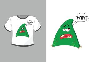 ljus vit t-shirt med ett grönt monstertryck på en vanlig bakgrund vektor