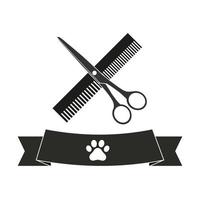 Symbol des Friseurs für Tiere mit Kamm und Schere vektor