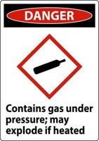 Gefahr enthält Gas unter Druck GHS-Zeichen auf weißem Hintergrund vektor