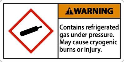 warnung enthält tiefgekühltes gas unter druck ghs-zeichen vektor