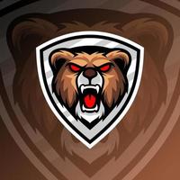 Vektorgrafik-Illustration eines wütenden Bären im Esport-Logo-Stil. perfekt für Spielteam oder Produktlogo