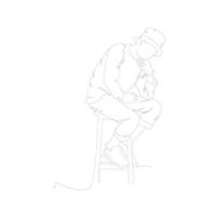 durchgehende Linie eines Mannes, der auf einem Stuhl sitzt und eine einfache, handgezeichnete Vektorillustration träumt vektor