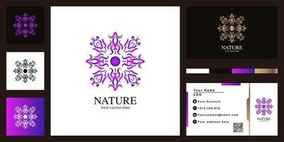 Blumen- oder Ornament-Luxus-Logo-Template-Design mit Visitenkarte. vektor