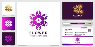 Beauty-, Blumen-, Boutique- oder Ornament-Logo-Vorlage mit Visitenkarten-Design. kann für Spa-, Salon-, Schönheits- oder Boutique-Logo-Design verwendet werden. vektor