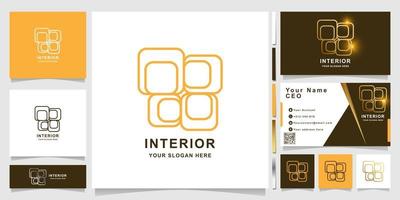 minimalistisk elegant inredningsprydnad logotyp mall med visitkortsdesign. vektor