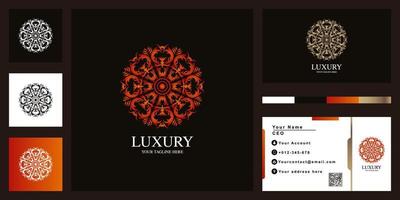 Blumen- oder Ornament-Luxus-Logo-Template-Design mit Visitenkarte. vektor