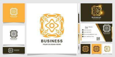Natur-, Blumen-, Boutique- oder Ornament-Logo-Vorlage mit Visitenkarten-Design. vektor