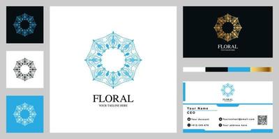 mandala eller prydnad lyx logotyp malldesign med visitkort. vektor