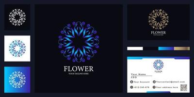 Blumen- oder Ornament-Luxus-Logo-Template-Design mit Visitenkarte. vektor