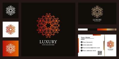 blume, mandala oder ornament luxus logo template design mit visitenkarte. vektor