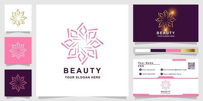 Beauty-, Blumen-, Boutique- oder Ornament-Logo-Vorlage mit Visitenkarten-Design. kann für Spa-, Salon-, Schönheits- oder Boutique-Logo-Design verwendet werden. vektor