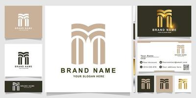 minimalistisk elegant bokstav m monogram logotyp mall med visitkortsdesign vektor