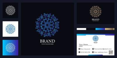 blumen-, boutique- oder ornament-luxus-logo-vorlagendesign mit visitenkarte. vektor