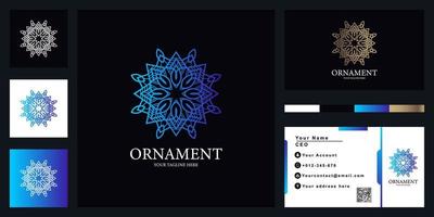 blume, mandala oder ornament luxus logo template design mit visitenkarte. vektor