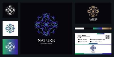 Natur- oder Ornament-Luxus-Logo-Template-Design mit Visitenkarte. vektor