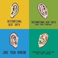Banner-Set zum internationalen Gehörlosentag, handgezeichneter Stil vektor