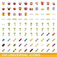 100 universelle Symbole im Cartoon-Stil vektor