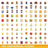 100 universelle Symbole im Cartoon-Stil vektor