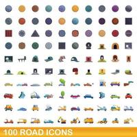 100 Straßensymbole im Cartoon-Stil vektor