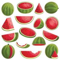 Wassermelonen-Icons gesetzt, Cartoon-Stil vektor