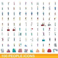 100 Personen Icons Set, Cartoon-Stil vektor