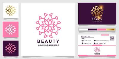 Beauty-, Blumen-, Boutique- oder Ornament-Logo-Vorlage mit Visitenkarten-Design. kann für Spa-, Salon-, Schönheits- oder Boutique-Logo-Design verwendet werden. vektor