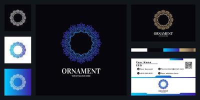 Blumen- oder Ornament-Luxus-Logo-Template-Design mit Visitenkarte. vektor