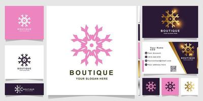 Natur-, Blumen-, Boutique- oder Ornament-Logo-Vorlage mit Visitenkarten-Design. kann für Spa-, Salon-, Schönheits- oder Boutique-Logo-Design verwendet werden. vektor