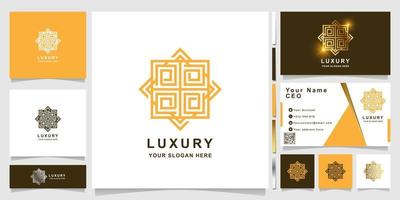 minimalistische, elegante Luxus-Ornament-Logo-Vorlage mit Visitenkarten-Design. vektor