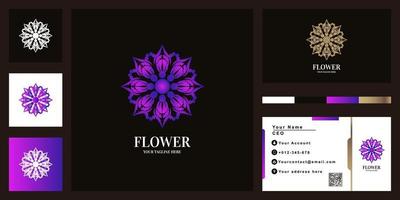 Blumen- oder Ornament-Luxus-Logo-Template-Design mit Visitenkarte. vektor