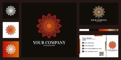Mandala oder Ornament Luxus-Logo-Template-Design mit Visitenkarte. vektor