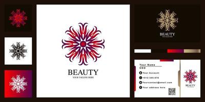 Blumen- oder Ornament-Luxus-Logo-Template-Design mit Visitenkarte. vektor