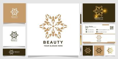 skönhet, blomma, boutique eller prydnad logotyp mall med visitkortsdesign. kan användas spa, salong, skönhet eller boutique logotyp design. vektor