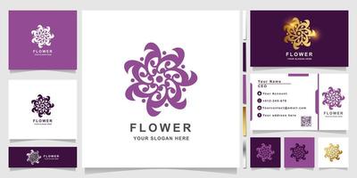 minimalistisk elegant logotyp för blomprydnadsmall med visitkortsdesign vektor