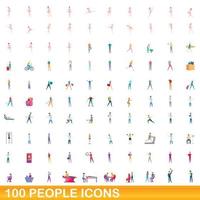 100 Personen Icons Set, Cartoon-Stil vektor