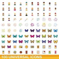 100 universelle Symbole im Cartoon-Stil vektor