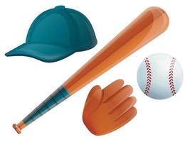 baseball ikoner set, tecknad stil vektor