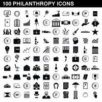 100 filantropi ikoner set, enkel stil vektor