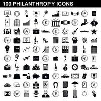 100 Philanthropie-Icons gesetzt, einfacher Stil vektor