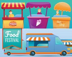Food-Festival-Banner-Set, Cartoon-Stil vektor