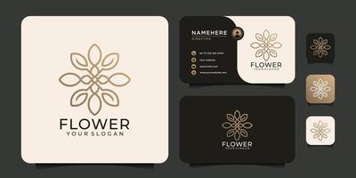 minimalistisches, einzigartiges Blumenlogo mit Visitenkarte vektor